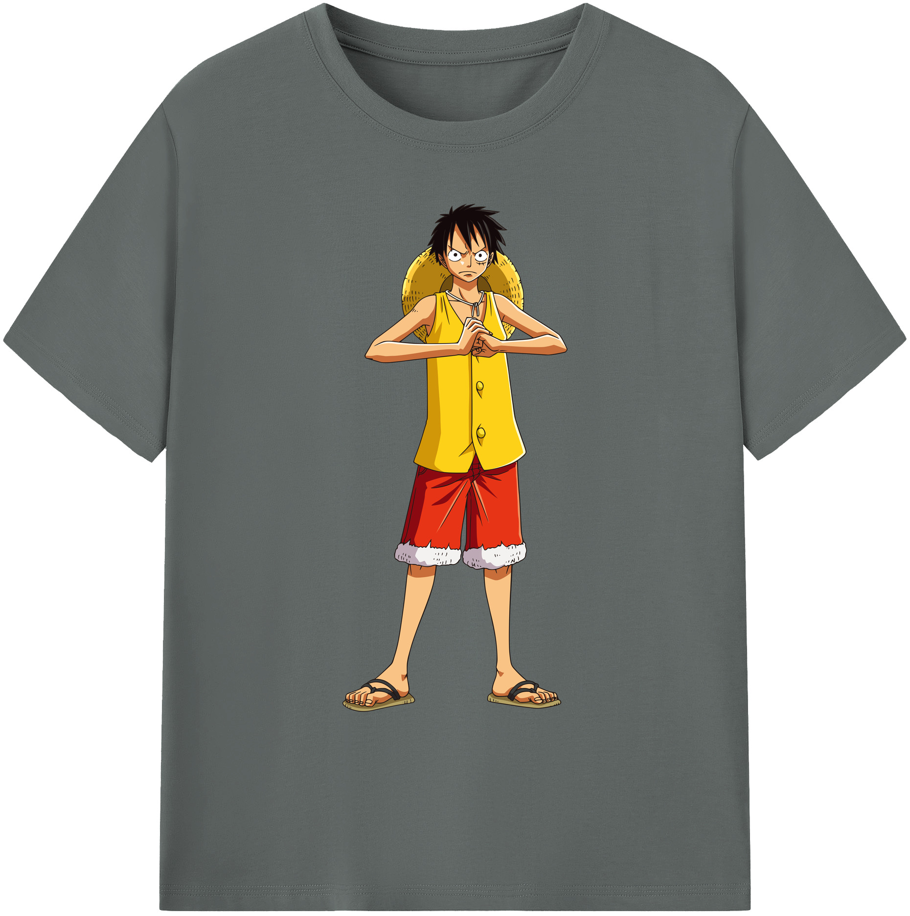 ワンピース モンキー・D・ルフィ ONE PIECE Monkey D. Luffy 綿100％ メンズ半袖Tシャツ｜肌触りやわらか＆通気性